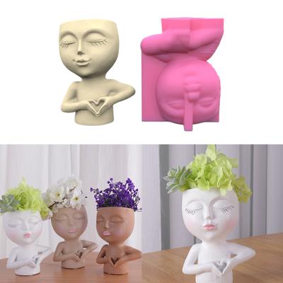 Love Girl гипсовый цветочный горшок силиконовая форма для литья эпоксидной смолы сочная ваза цементная форма форма для подсвечника
