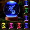 6CM Unicorn Crystal Ball Decorative Crystal Glass Ball Laser Internal Carving Colorful Light Base Ornament Valentine's Day Gift