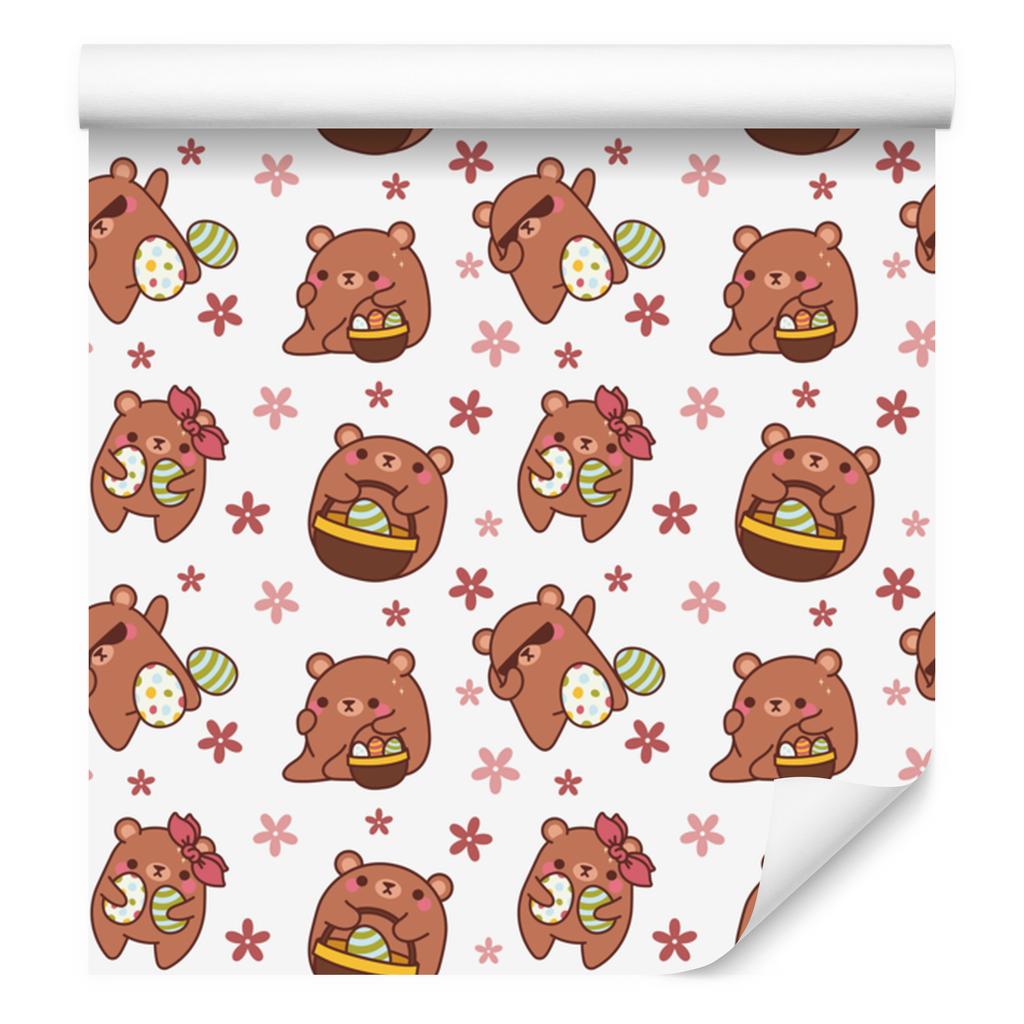 Bear Wallpaper White and Orange for Living Room and Bedroom 50x1000