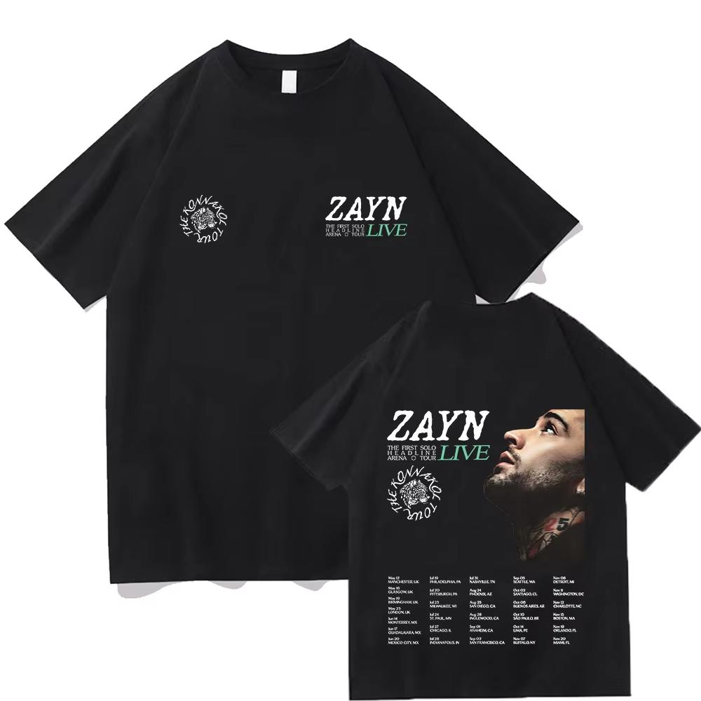 Zayn KONNAKOL Арена Тур Live 2026 Футболки Zayn Malik Хлопковая Футболка Мужчины Женщины Мода Новая Футболка Харадзюку Y2K Круглый Вырез Летняя Футболка