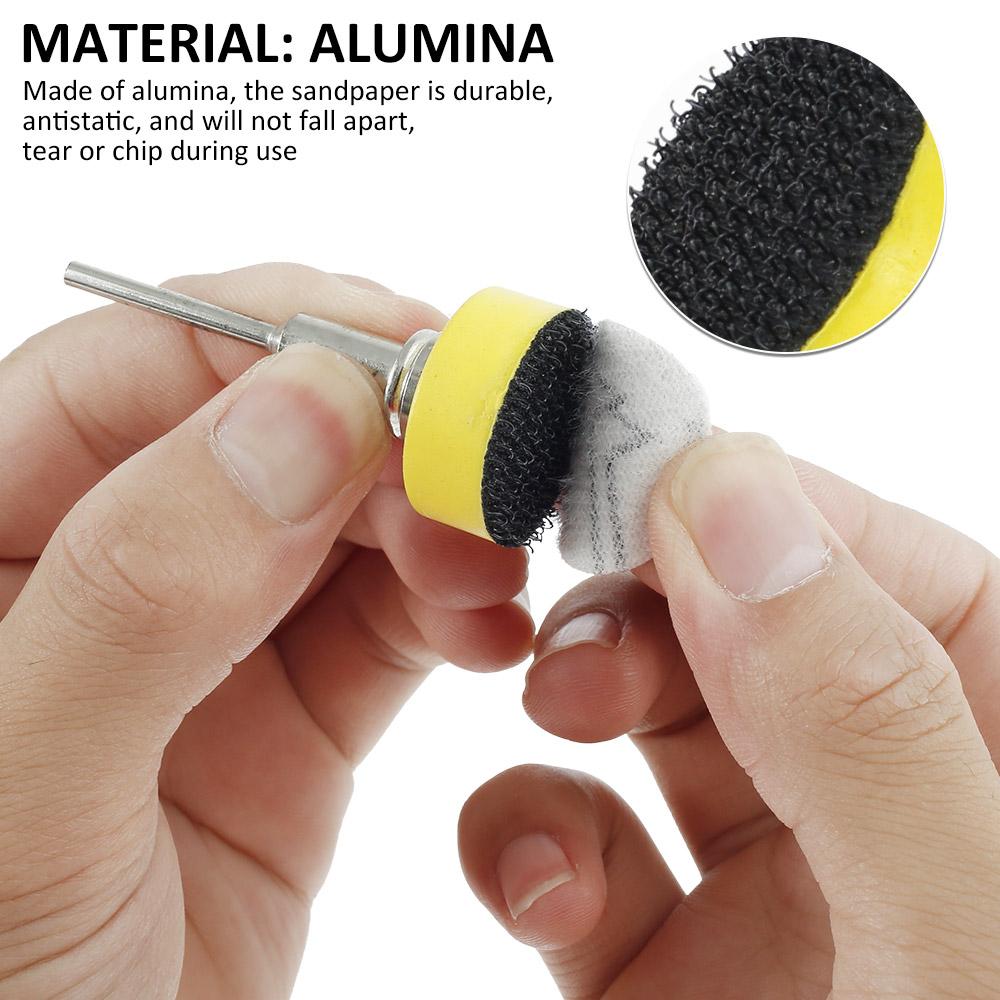 142 шт. Набор дисков для шлифовки и полировки 1 дюйм, зернистость 100-3000, бумага с 1-дюймовой абразивной полировальной подушкой, пластина с хвостовиком для роторной машины