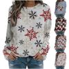 Женский повседневный модный рождественский принт с длинным рукавом и круглым вырезом, пуловер, топ