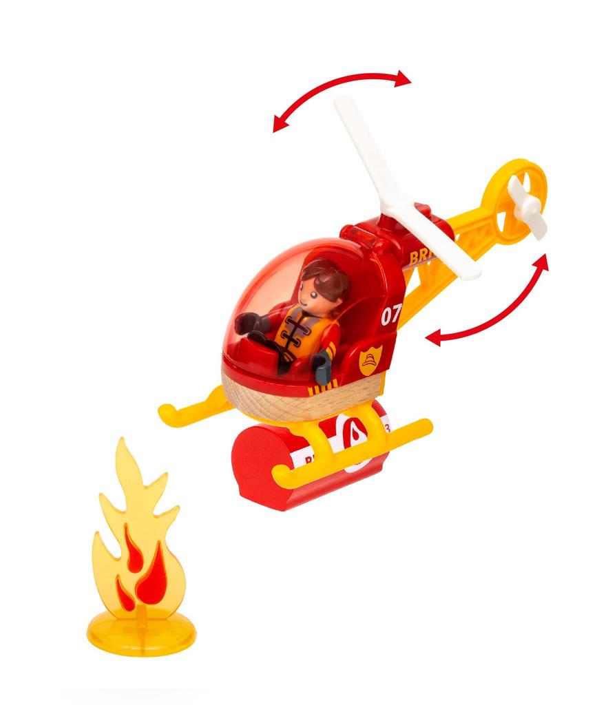 BRIO WORLD Набор «Спасательная команда» 36025 [44 детали] для детей от 3 лет (Игрушечный электрический поезд с деревянными рельсами) Красный, зеленый, синий и желтый