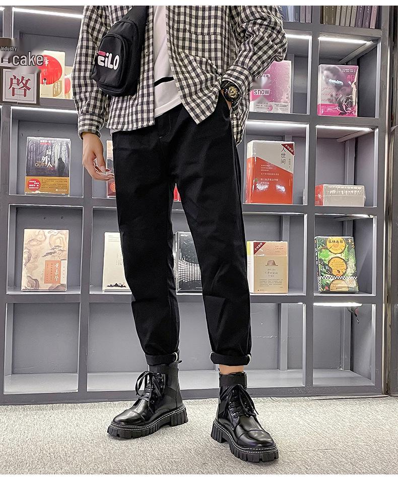 Мужские черные кожаные мотоботы хай-топы в британском стиле