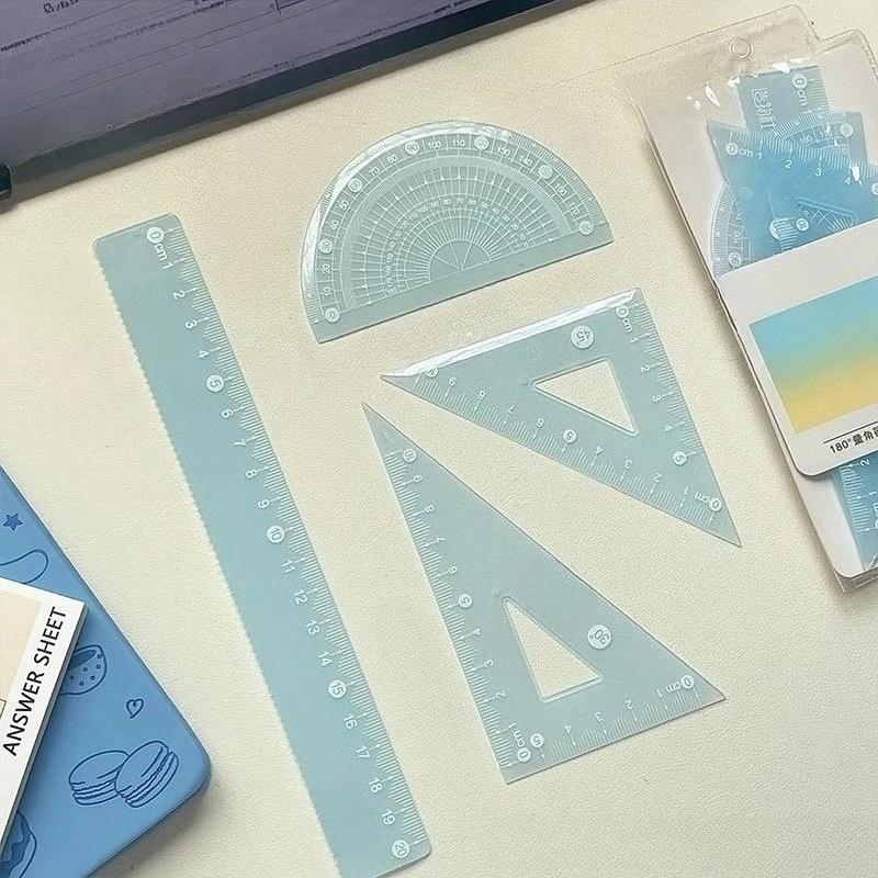 4 шт./набор 20 см Прямая линейка Многофункциональная математическая линейка Милые эстетичные школьные принадлежности Измерительные инструменты для школьников