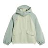 Comfortable Simple Hooded Zipper Casual Loose Color Block Windbreaker Women Outerwear Desert-Green AFDU532-1