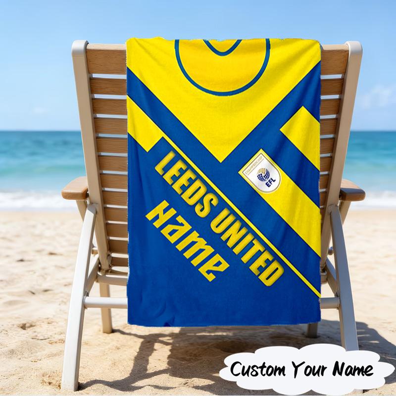 1PC Custom Name Beach Towel Leeds Crest Beach Towel, Suitable for Camping, Travel, Beach Accessories, Super Absorbent, Family Gift