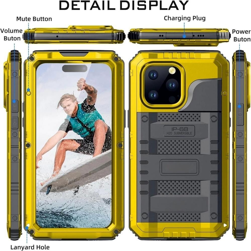 Металлический ударопрочный чехол повышенной прочности для Iphone 15 14 Plus 13 Pro Max Водонепроницаемый чехол IP68 Полная защита Чехол для плавания и снорклинга