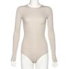 Slim Ladies Sexy Bodysuit Solid Fashion Skinny Bodycon Women Bodysuit Long Sleeveles O-Neck Casual Black Beige Female Bodysuit