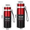 Двухслойная термос 800/1000 мл с изолированной чашкой, кувшин для воды, бутылка с термальной водой, автомобиль