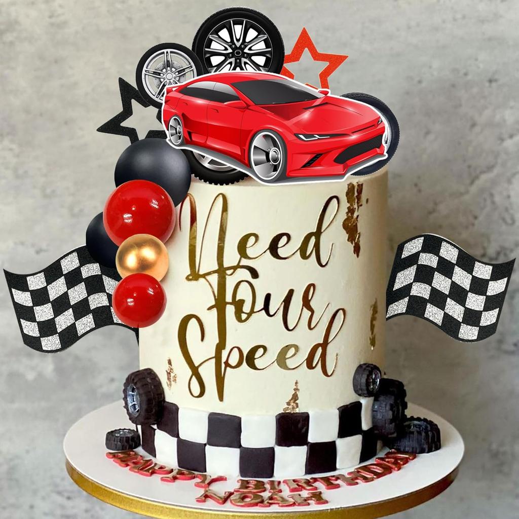 27 PCS Racing Wheel Cake Topper Tyre Cake Decorations for Man Boy Kid Birthday Party Racing Theme Party Race Car Party Supplies