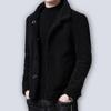 2023 Winter Faux Fur Woolen Coat Men Turn Down Collar Button Black Brown Casual Jacket Outwear Thickening Plus Size Overcoat