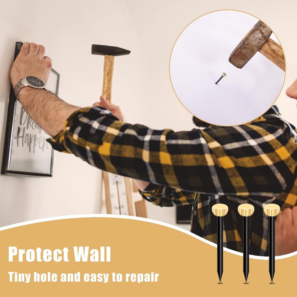 Upgraded Picture Frame Nails Pack of 50 Versatile Half-round Head Nails Picture Frame Tack Suitable for Various Surfaces