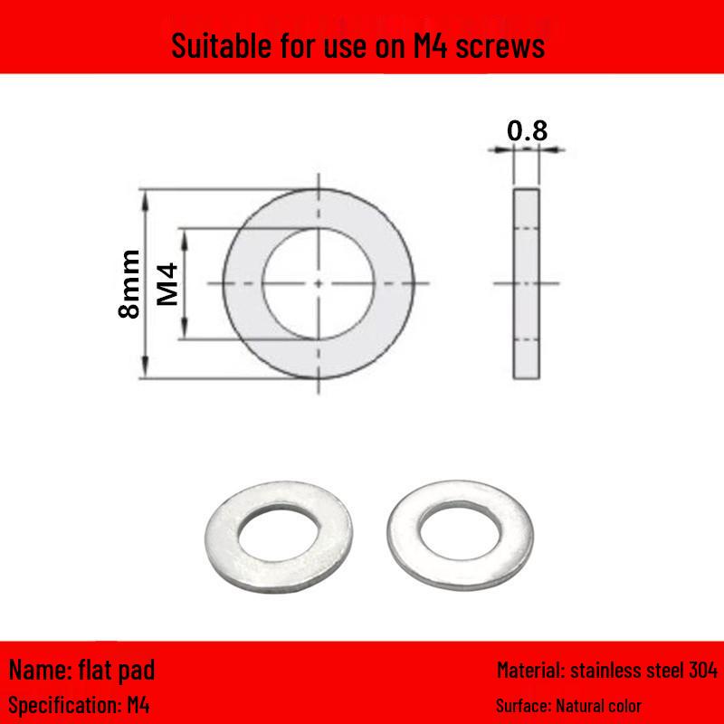 Galvanized/Stainless Steel Flat Washer Spacer - Sizes: M3, M4, M5, M6, M8, M10, M12