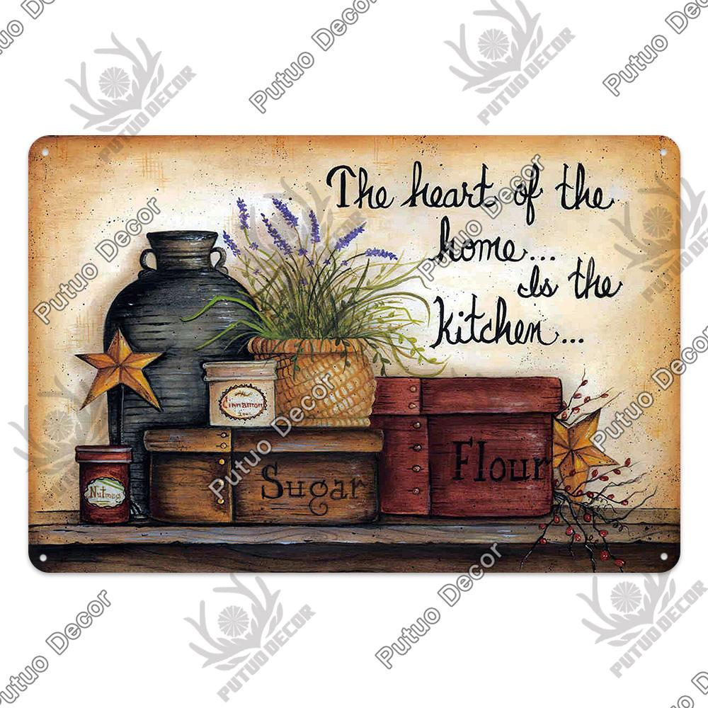 Decor Kitchen Retro Tin Sign Plaque Metal Vintage Iron Painting Wall Art Posters for House Home Dinning Room Decoration