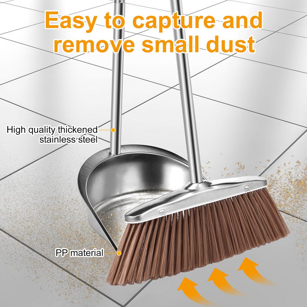 Набор веник и совок из нержавеющей стали, волшебные щетки, комбинация, бытовой комбо-инструмент для уборки, совок с длинной ручкой для подметания