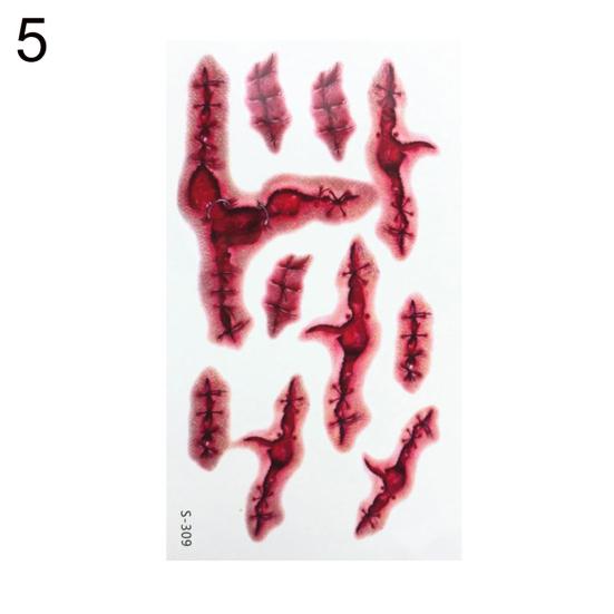 3D Хэллоуин Кровавый Шрам Временная Татуировка Наклейка Косплей Боди-Арт Макияж Наклейка