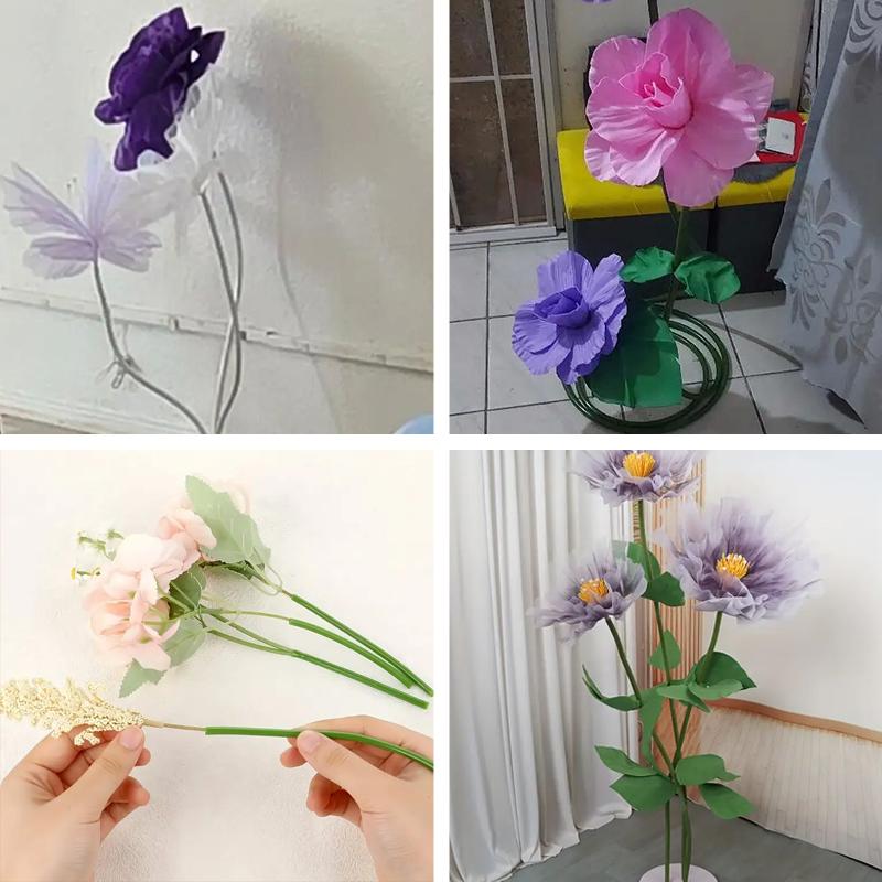 5 м/рулон алюминиево-пластиковая трубка белая золотая бумажный цветок без слов цветочный стержень сценическое украшение стилизованная трубка жесткая разноцветная