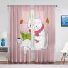 Cartoon Cat Reading Book Pink Sheer Voile Curtain Kawai Animal Window Tulle Curtains for Living Room Kids Bedroom Kitchen Decor