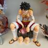 18 см Аниме Фигурки One Piece Сидячая Поза Винная Бочка Ест Мясо Луффи Модель Действия ПВХ Игрушки Рождественские Украшения Подарок