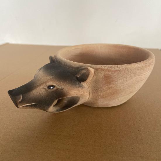 Water Mug Hand Carved Fox Crafted Nordic Style Animals Head Image Cup Home