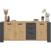 LOFT Sideboard - Artisan Oak Decor and Shadow Gray Melamine - 3 Doors and 3 Drawers - L 220 X D 52 X H 86.5 Cm - PARISOT