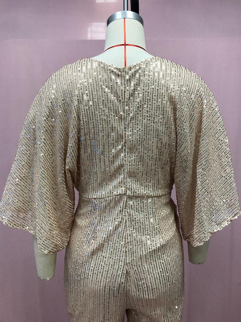 Женский комбинезон с глубоким V-образным вырезом и открытой спиной в европейском и американском стиле 2025 года 