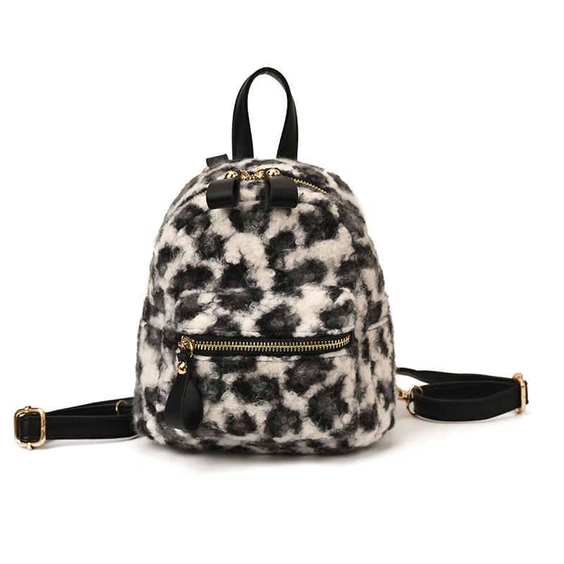 Осень/Зима 2025 Плюшевый мини-рюкзак с леопардовым принтом - Милый, Модный, Стиль для поездок.