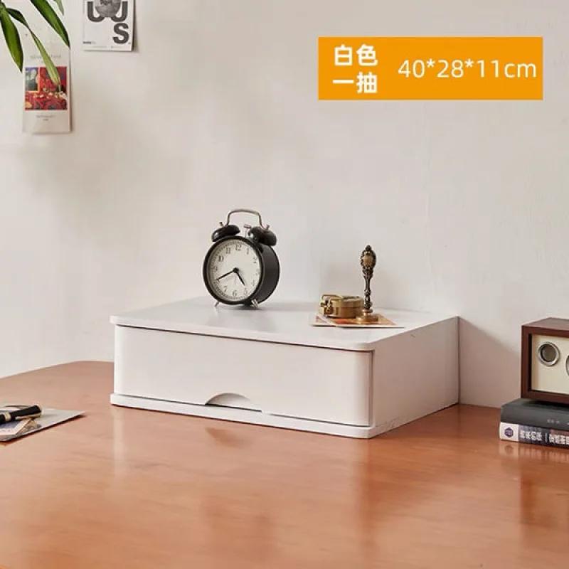 Multi-layer Desktop Storage Boxes Wooden Drawer File Boxt Computer Heighten Rack Solid Wood Debris Storage Cabinet Organizer