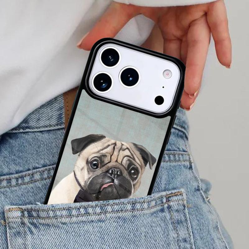 Cute Pug Dog Phone Case for iPhone 16e 15 14 13 12 17 Pro Max Plus Air 17pro Cover Coque