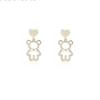 Korean Five-Pointed Star and Cute Bear Diamond Stud Earrings for Women, Simple Small Dangle Design