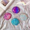 Makeup Mirror 2X Magnifying Mirror Dream Laser Color Shell Shape Portable Double-sided Folding Pocket Kawaii Makeup Accessories
