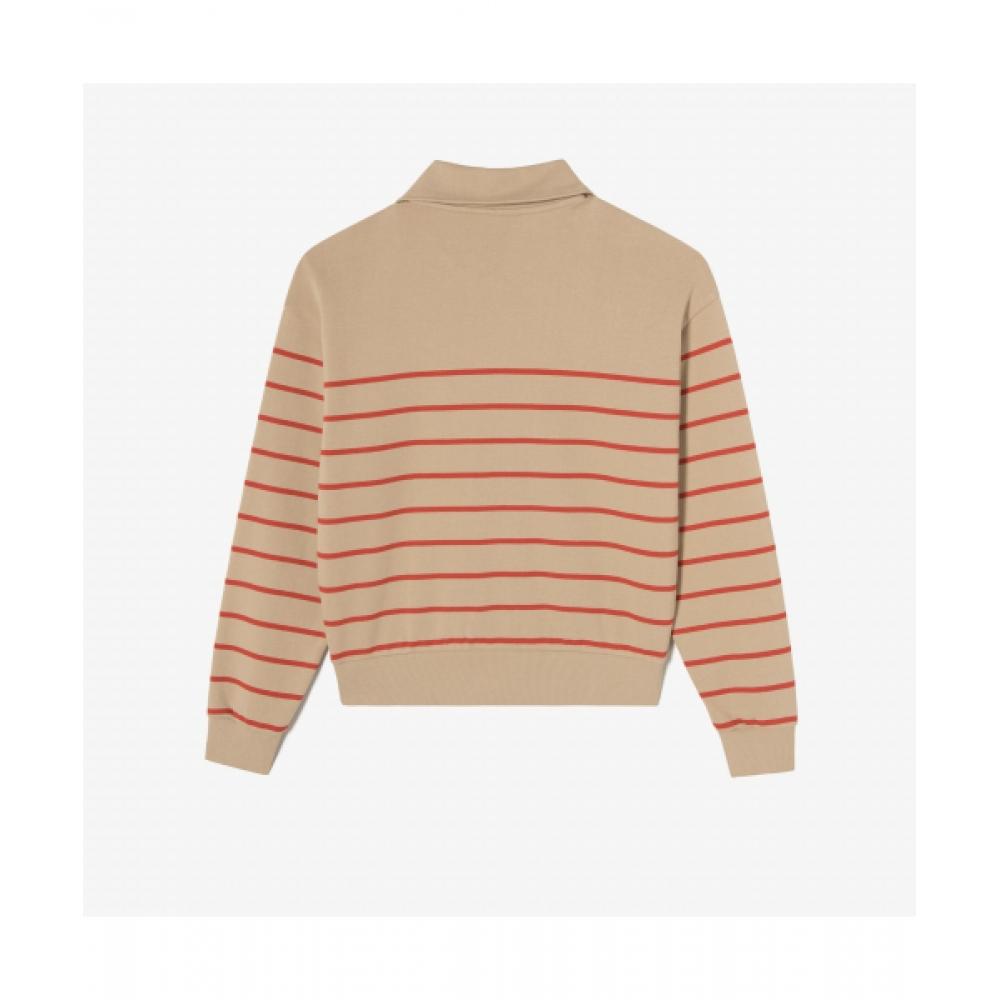 Lacoste Женская футболка с застежкой-молнией на половину длины [красная]