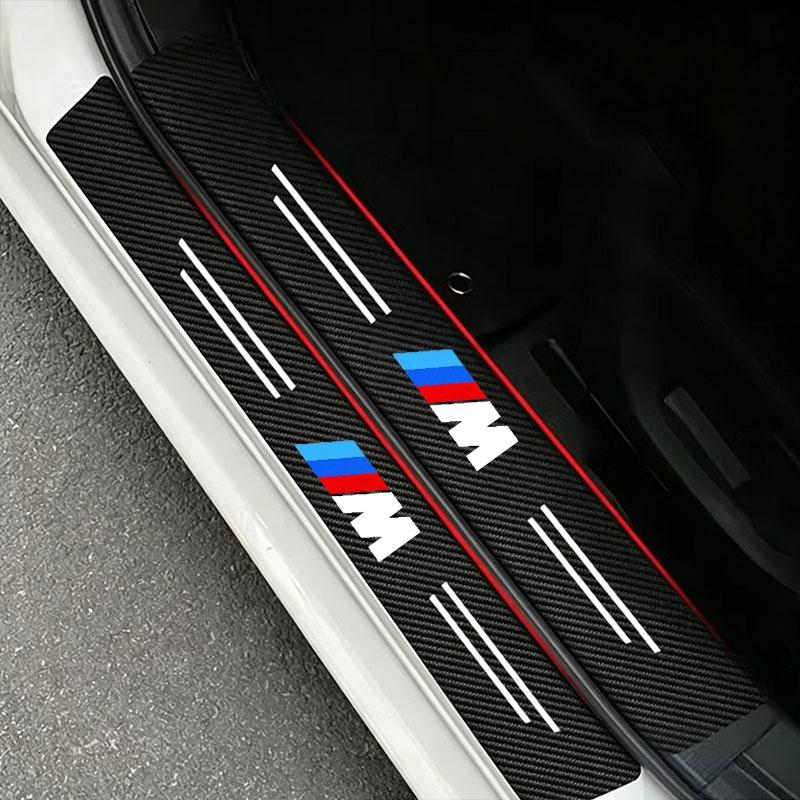 HBSW4 Car Carbon Fiber Door Sill Protector Sticker For BMW M Power X1 e84 X3 f25 X5 e53 x6 e71 ix3 i3 320i 330d M4 1 3 5 Series