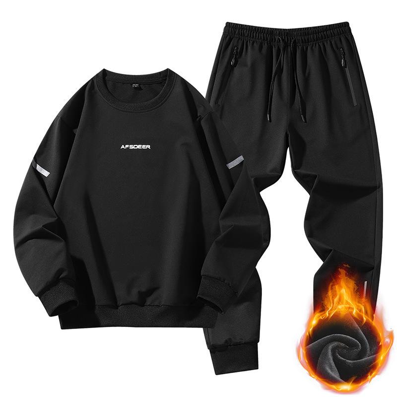 Autumn and Winter Men's Pure Cotton Casual Sports Suit Round Neck Sweatshirt Two-piece Set