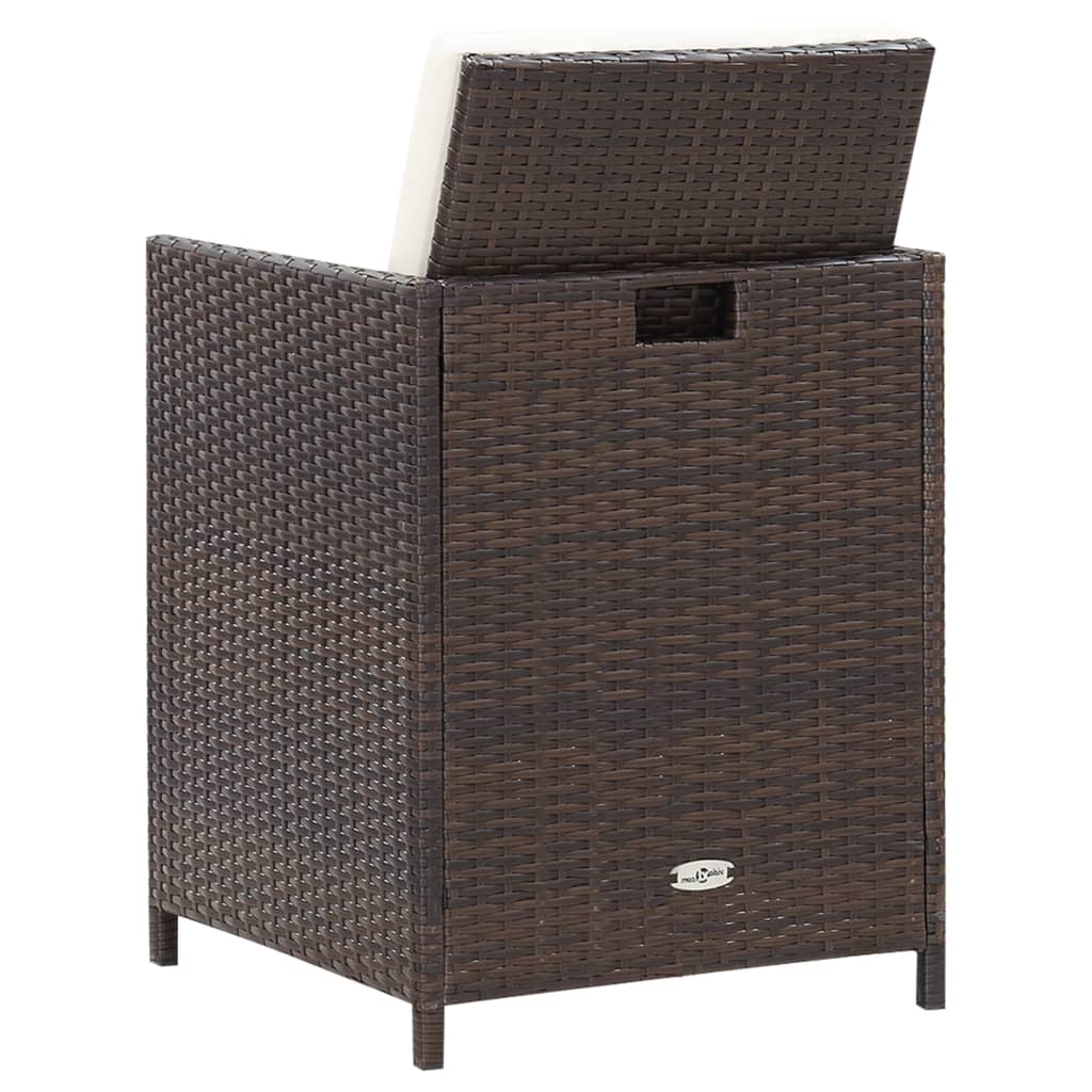 13 Piece Garden Dining Set with Cushions Poly Rattan Brown