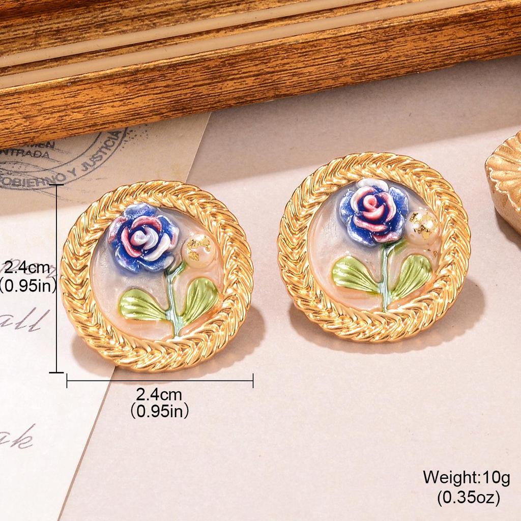 Винтажные серьги-пусеты из барочного жемчуга: Ретро Живопись Маслом и Женские Украшения в Новом Китайском Стиле