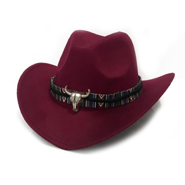 2023 Retro Wool Women Men Hollow Western Cowboy Hat Roll-up Wide Brim Cowgirl Jazz Sombrero CapTassel Tauren Ribbon