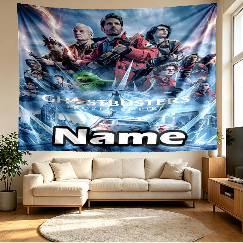 Custom Name Personalized Ghostbusters Print Tapestry, Wall Art Decor, Bedroom, Dorm, Apartment, LivingRoom, Party Backdrop, Gift for Birthday