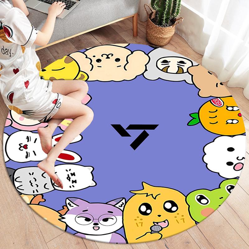 Круглый ковер SEVENTEEN, Ковер для гостиной, спальни, дивана, игровой комнаты, Декор, Нескользящий коврик для пола