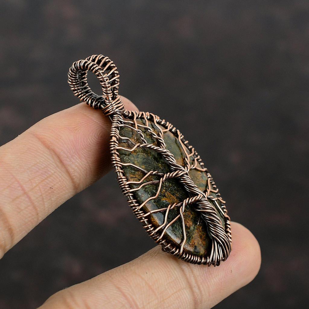 Tree Of Life Tourmalinated Quartz Pendant Copper Wire Wrapped Gemstone Pendant Handmade Pendant Copper Wire Wrapped Jewelry Pendant For Gift