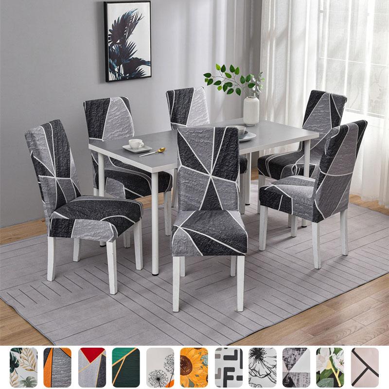 Geometric Printed Stretch Chair Cover For Dining Room Office Banquet Elastic Armchair Protector