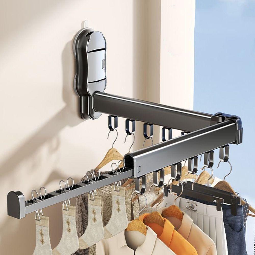 Wall Mounted Folding Clothes Rack Large Capacity Laundry Hanger Lingerie