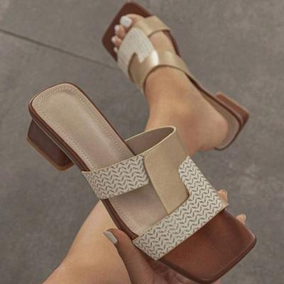 Женская обувь, пикантные женские шлепанцы из мягкой кожи, летние модные шлепанцы на каблуке для девочек, удобные сандалии