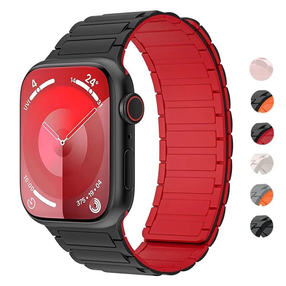 Ремешок для Apple Watch 45 мм, 44 мм, 40 мм, 49 мм, 41 мм, 38 мм, силиконовый браслет с магнитной петлей iWatch Series 9, 8, 7, 6, 5, 4, 3 Se ultra 2, ремешок
