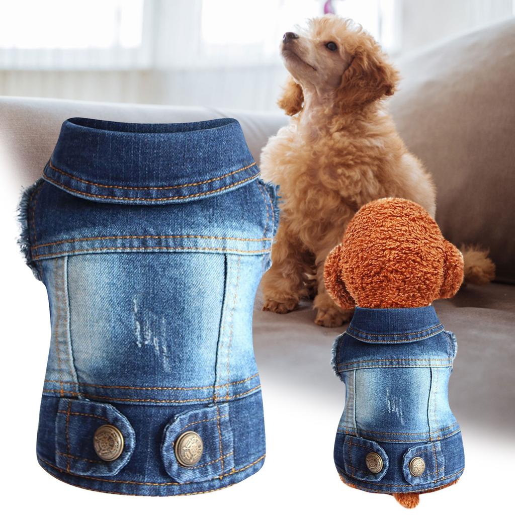 Denim Vest Jacket T-Shirt Cute Puppy Clothes, Comfortable Cool Clothing For Small Dogs