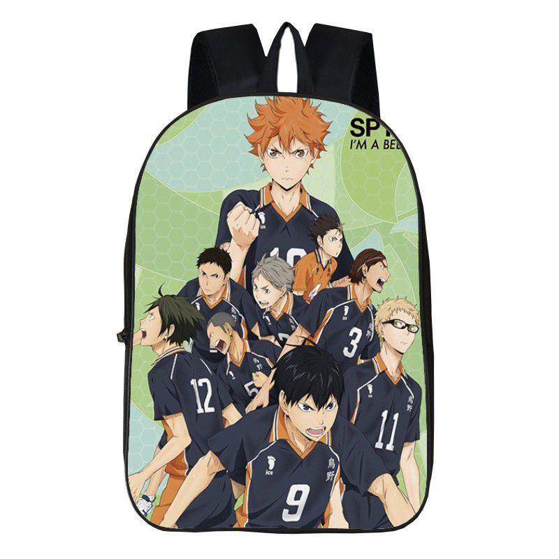 Fashionable Karasuno High School Backpack With Anime Haikyuu Print And Easy-clean Fabric