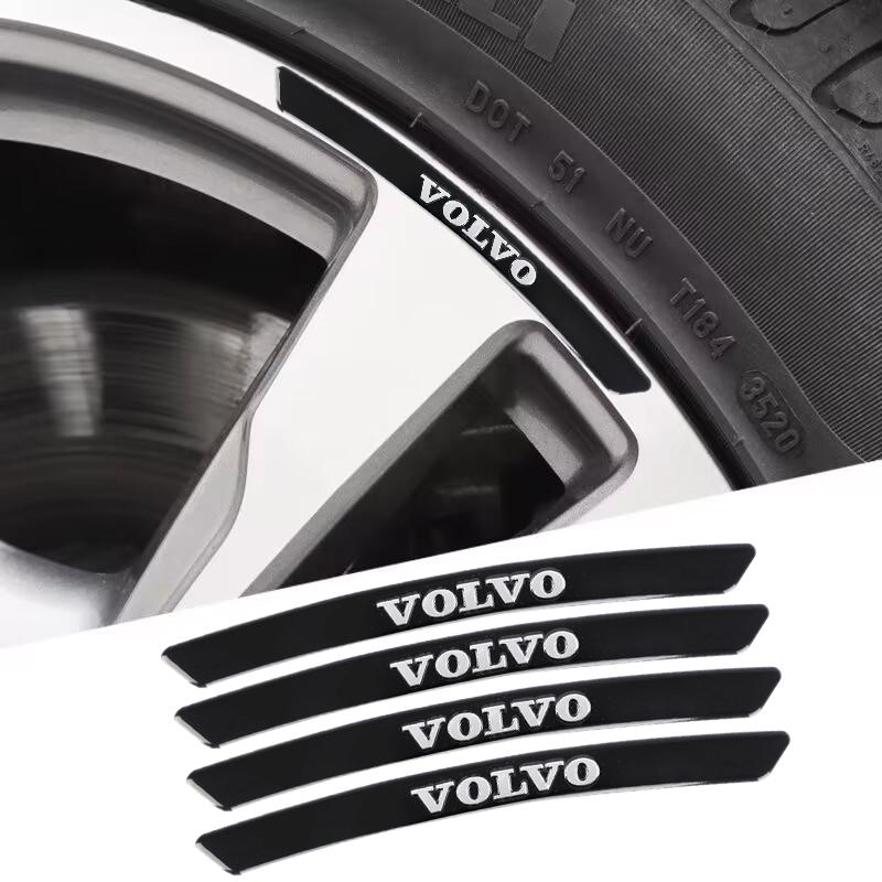 4pcs Car Wheel Rim Stickers Auto Tire Emblem Decor Decal Accessories For Volvo S60 S80 S90 C30 XC40 XC60 XC70 XC90 V40 V60 V90