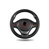 38CM Deluxe Black Carbon Fiber & Leather Car Steering Wheel Cover Trim Universal