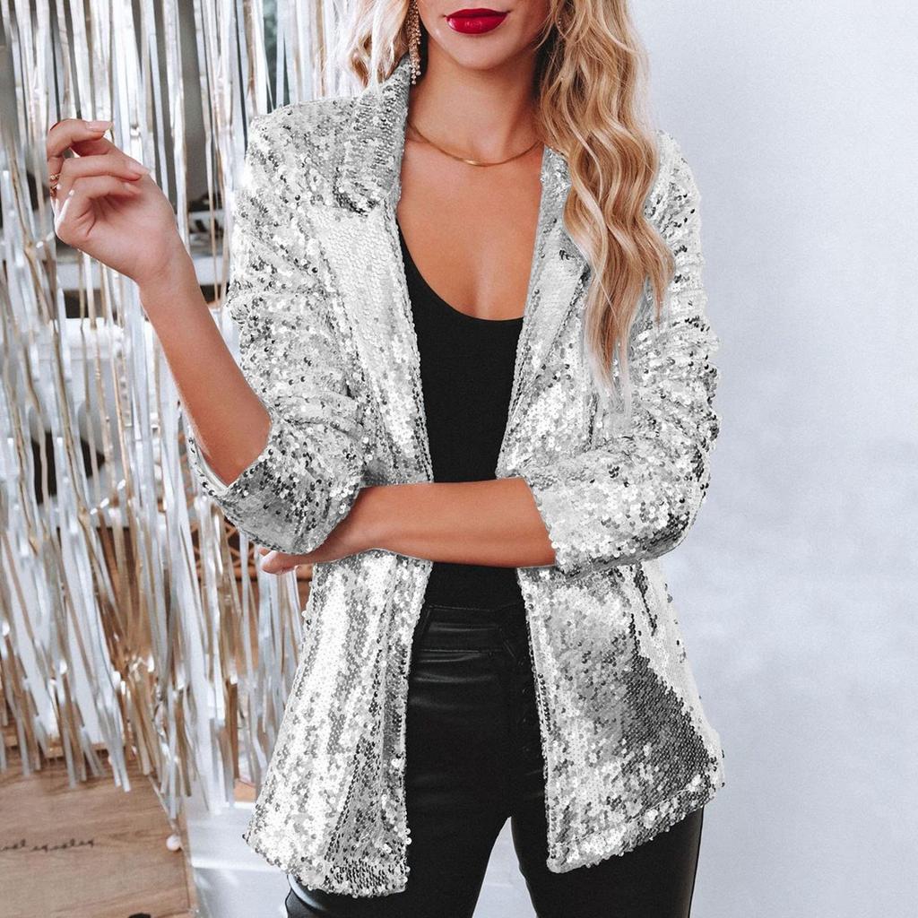 Stylish Women's Cardigan, Loose-fitting Long-sleeved Casual Sequined Jacket For Women.